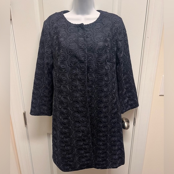 Talbots Women’s Coat Navy Blue Lace overlay Size 8 - Picture 1 of 9